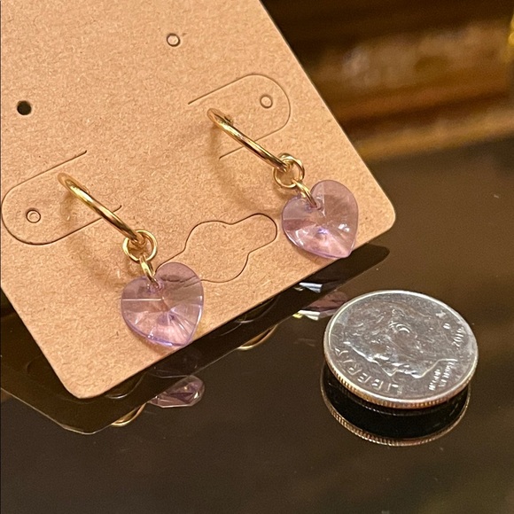Crystal Heart Hoop Earrings - Picture 3 of 5